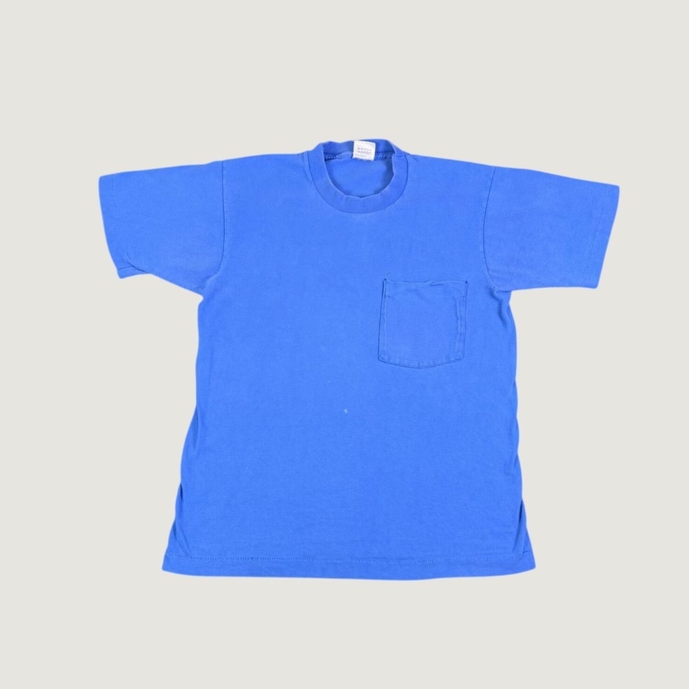 Vintage BVD Premium Series Pocket T-Shirt Blue Single Stitch Made in USA Mens M